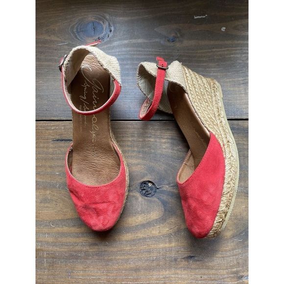 Gaimo Espadrilles Womens Suede Red Wedge Heel Size‎ 39 US 8.5 UK 6 Made in Spain - Picture 1 of 10